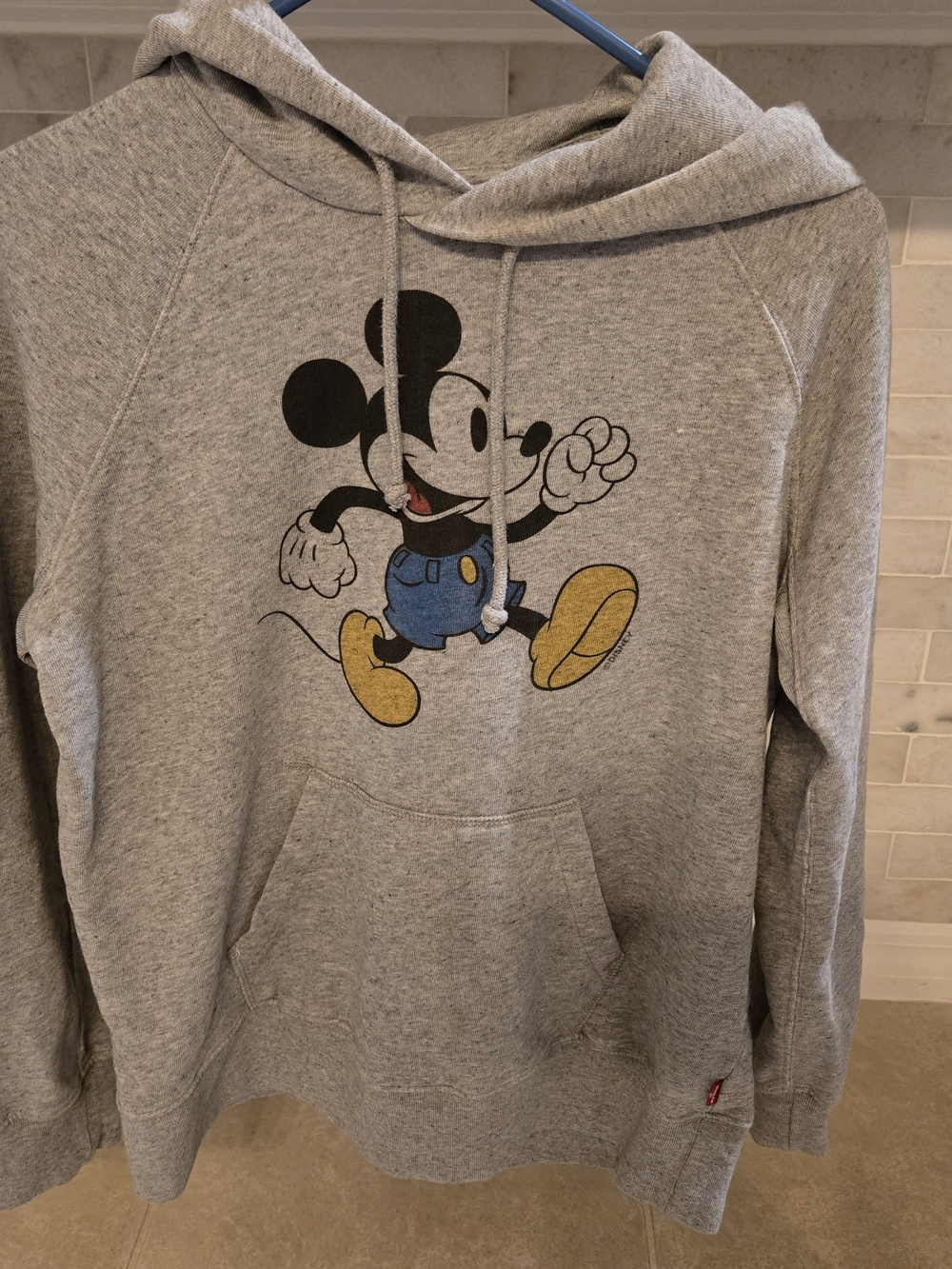 Levi's Gray Mickey Mouse Graphic Hoodie with Yellow & Blue Accents
